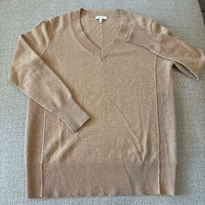 REISS cashmere camel V neck sweater Size XS with small moth holes